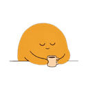 ShiftNight mascot setting down her mug before the caffeine cutoff